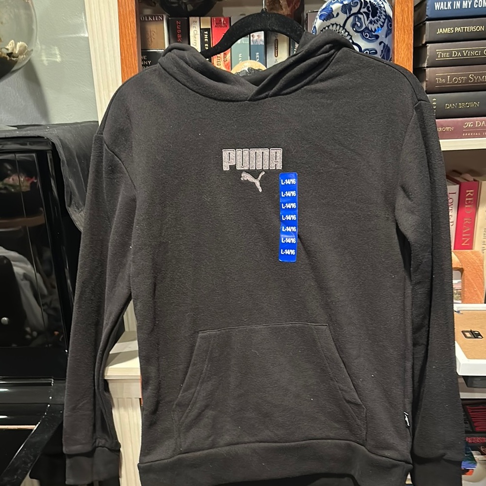 Puma Black Hoodie with Metallic Logo
